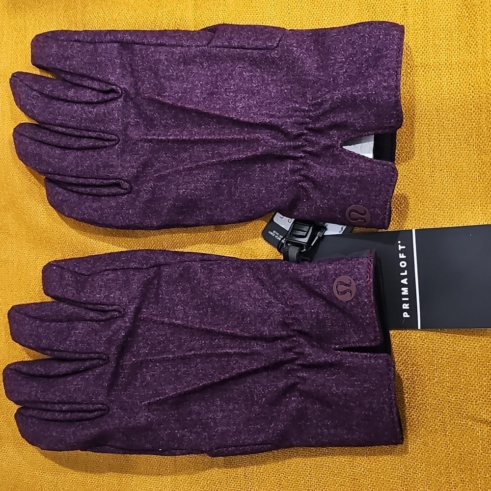 Lululemon City Keeper Purple/Black Fleece Wool Blend Gloves L/XL NWT MSRP $78